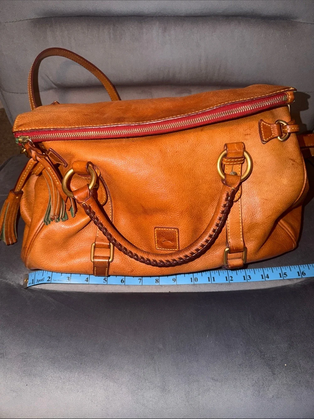 Dooney & Bourke Large Natural Florentine Satchel with crossbody strap